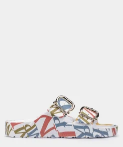 Chaussure Pedro Miralles Sandales Plates Avec Impression De Marque Emblematique, Ornee De Boucles Bio Pm