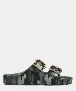 Chaussure Pedro Miralles Sandales Plates Avec Impression De Camouflage, Ornee De Boucles Bio Camuflaje