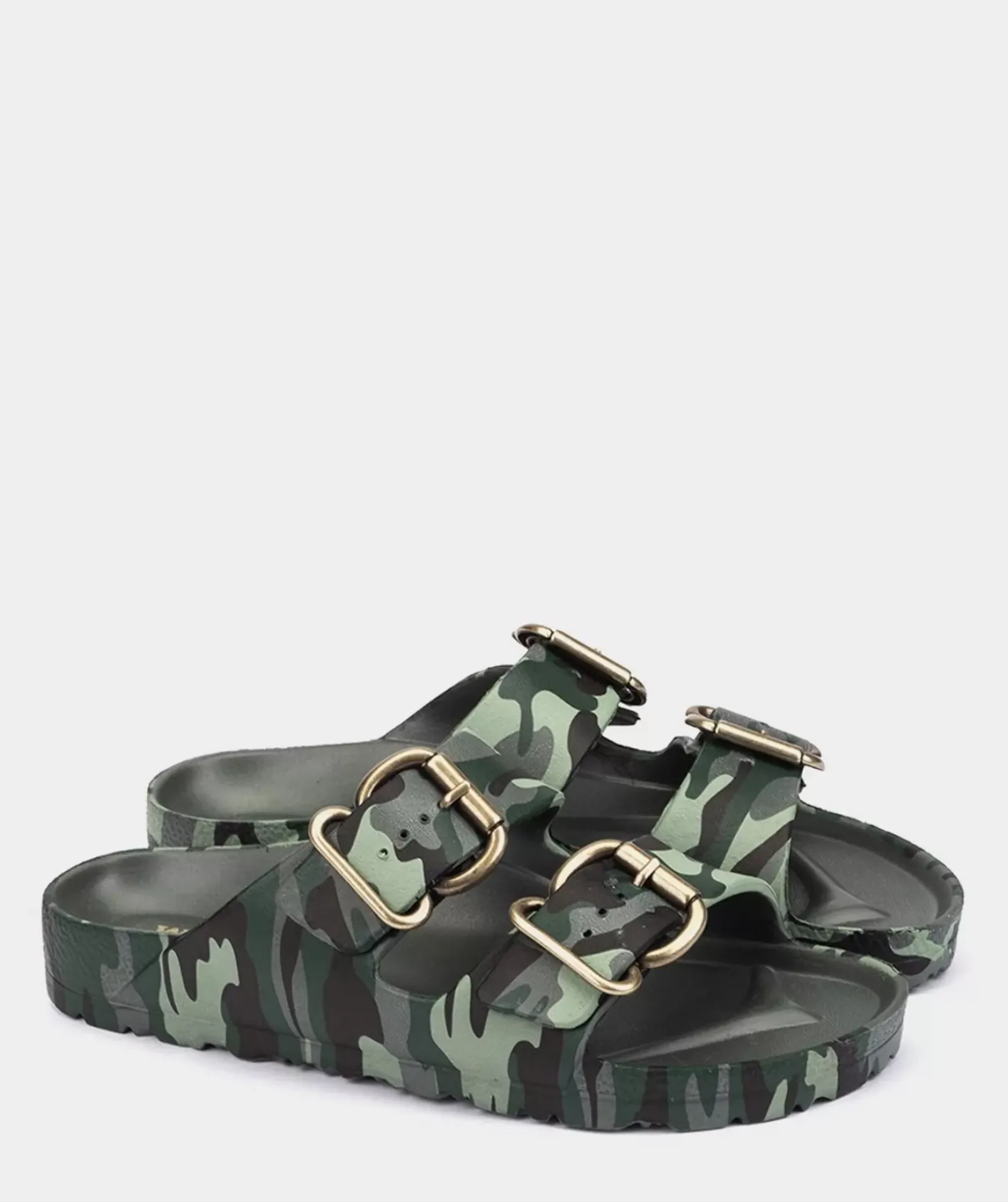 Chaussure Pedro Miralles Sandales Plates Avec Impression De Camouflage, Ornee De Boucles Bio Camuflaje
