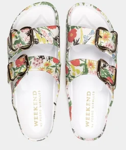 Chaussure Pedro Miralles Sandales Plates Avec Motif Floral, Ornee De Boucles Bio Flores