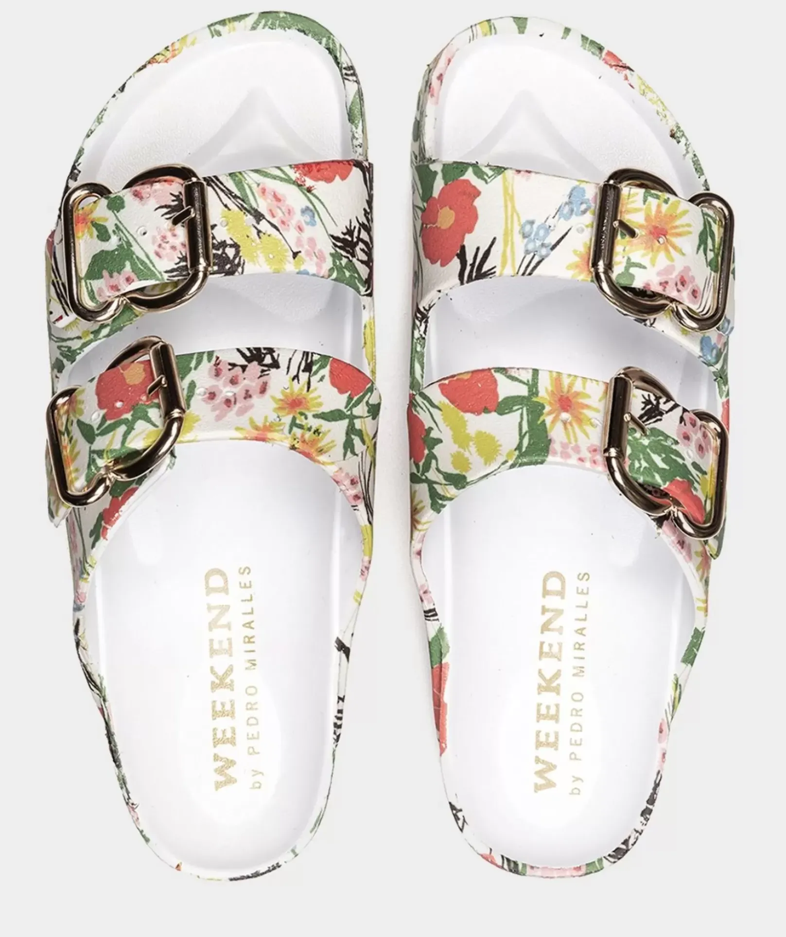 Chaussure Pedro Miralles Sandales Plates Avec Motif Floral, Ornee De Boucles Bio Flores