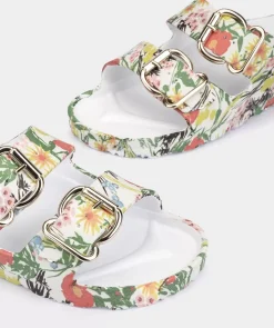 Chaussure Pedro Miralles Sandales Plates Avec Motif Floral, Ornee De Boucles Bio Flores