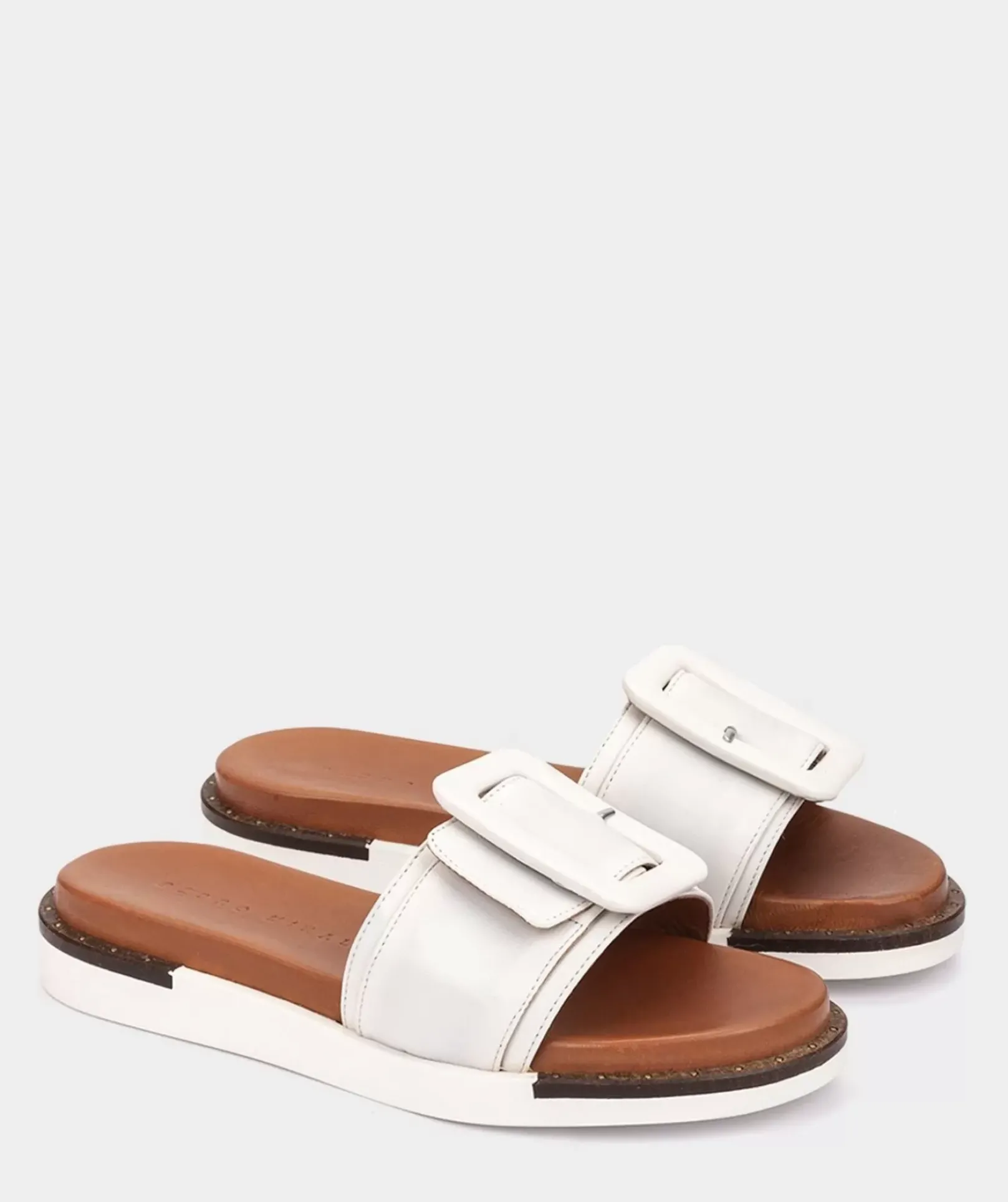 Chaussure Pedro Miralles Sandales Plates En Cuir Venecia Blanco
