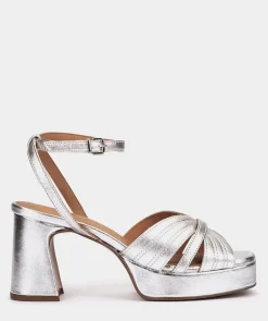 Chaussure Pedro Miralles Sandalias Tacon De Piel Napa Metal Plata