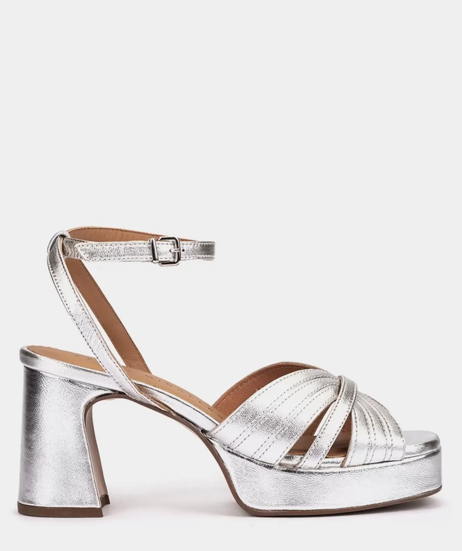 Chaussure Pedro Miralles Sandalias Tacon De Piel Napa Metal Plata