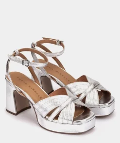 Chaussure Pedro Miralles Sandalias Tacon De Piel Napa Metal Plata