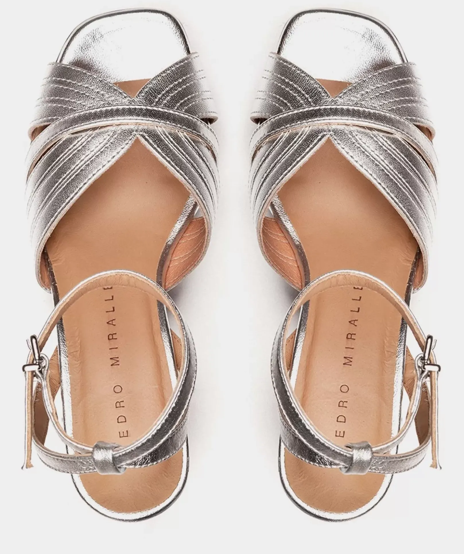 Chaussure Pedro Miralles Sandalias Tacon De Piel Napa Metal Plata
