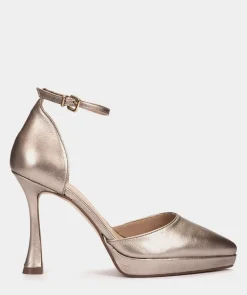 Chaussure Pedro Miralles Talons Compenses En Cuir Metallise Napa Metal Humo