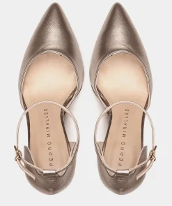 Chaussure Pedro Miralles Talons Compenses En Cuir Metallise Napa Metal Humo