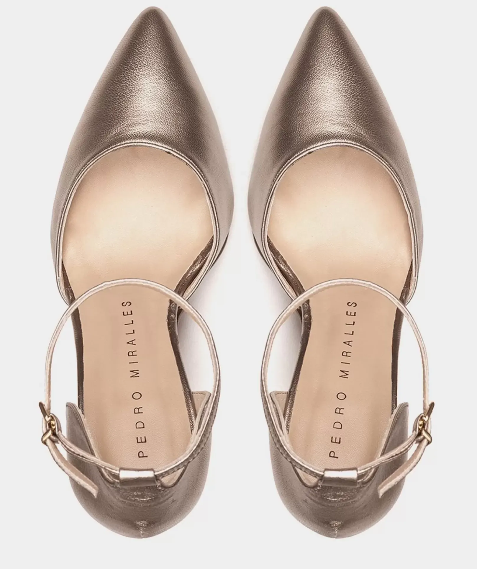 Chaussure Pedro Miralles Talons Compenses En Cuir Metallise Napa Metal Humo